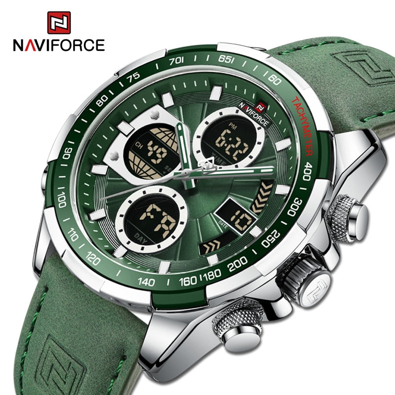 Relógio Masculino Militar De Couro NaviForce